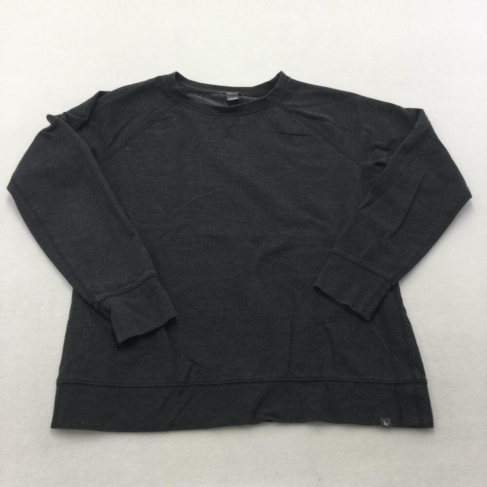 Eddie Bauer Sweatshirt Womens Medium Gray Fleece Pullover Long Sleeve Crewneck